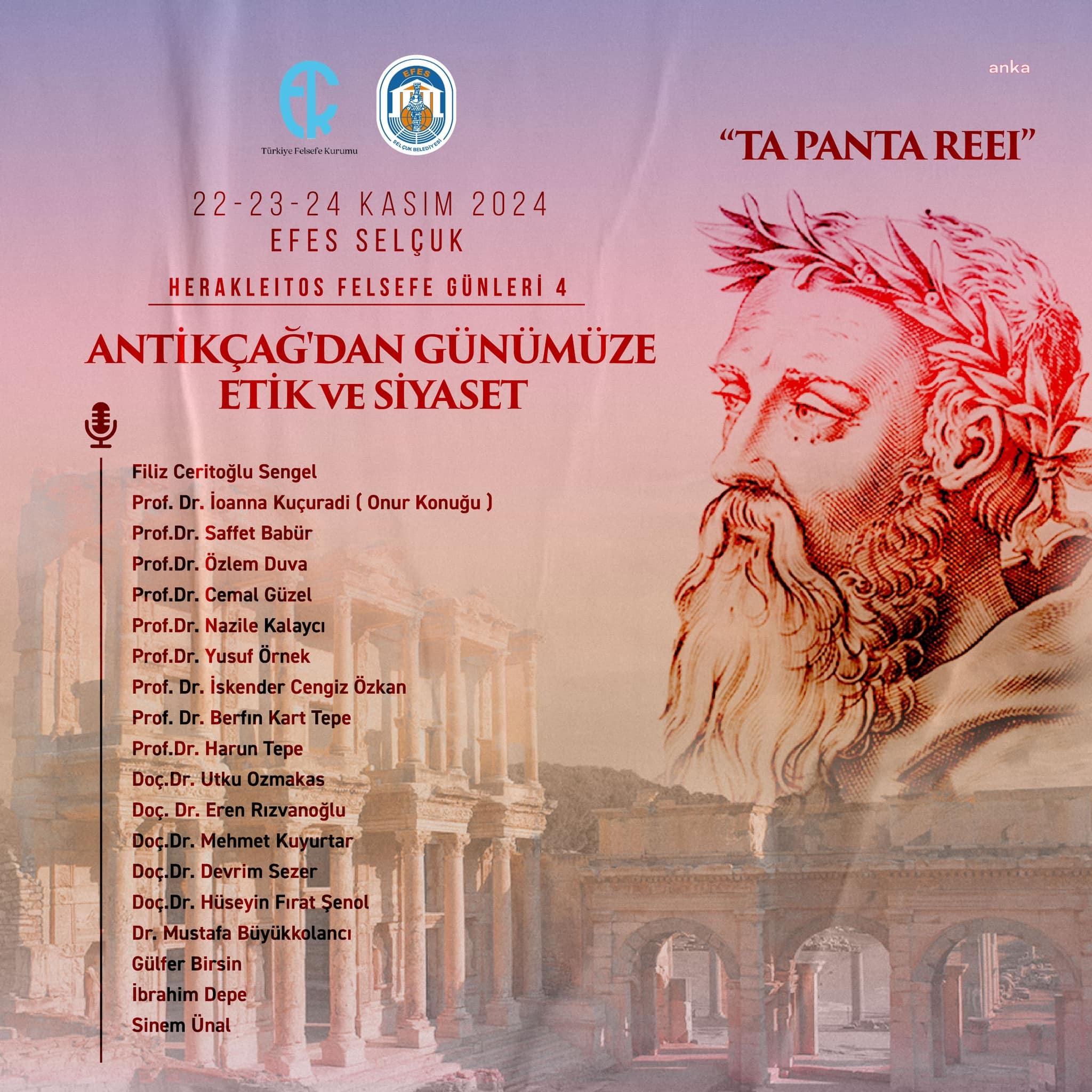 Herakleitos Felsefe Günleri 22-24 Kasım’da Efes Selçuk’ta düzenlenecek