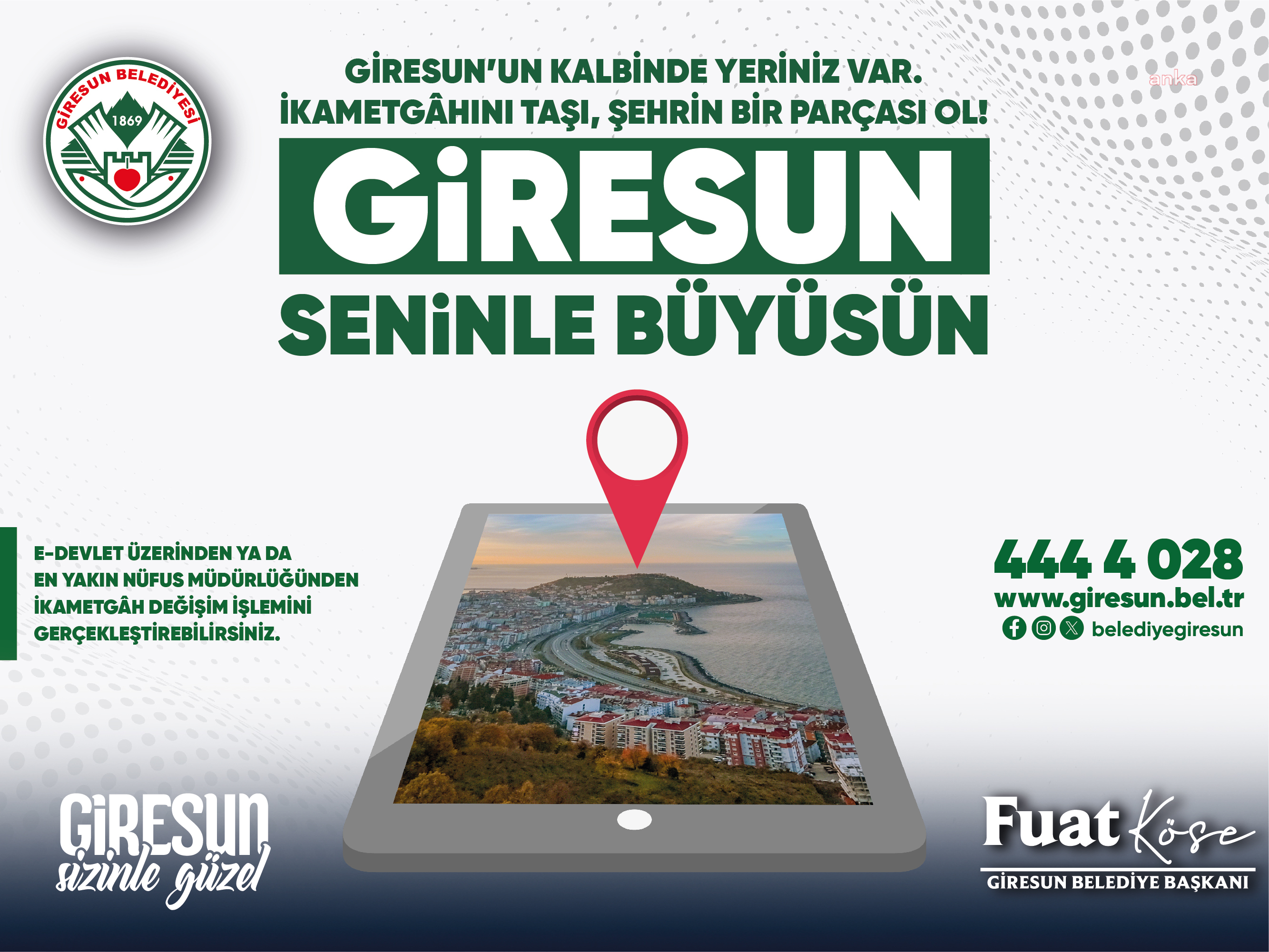 Giresun Belediye Başkanı Köse: "Hemşehrilerimizi ikametgahlarını şehir merkezine aldırmaya davet ediyorum"