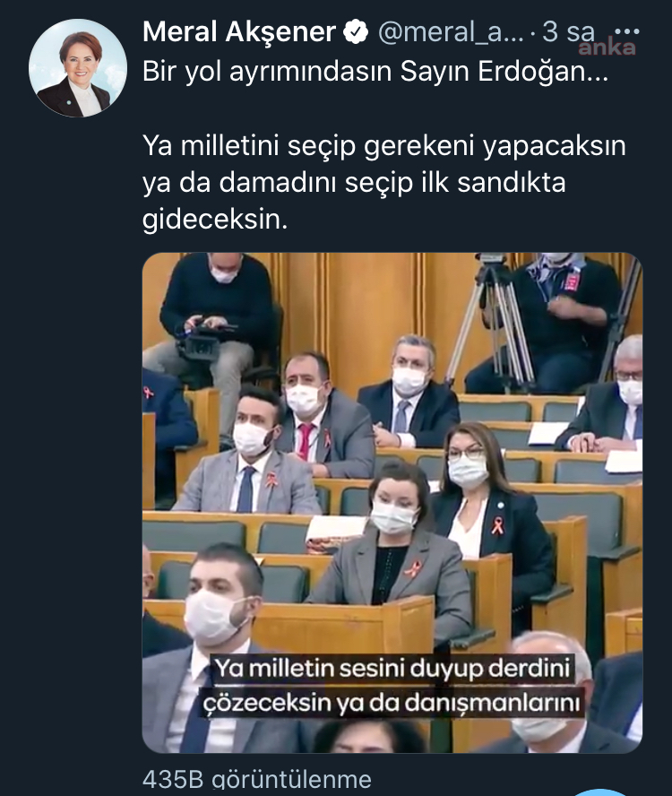 AKŞENER’DEN CUMHURBAŞKANI ERDOĞAN’A BAKAN ALBAYRAK ÇAĞRISI
