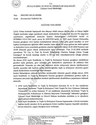 TİS VE GREV SÜREÇLERİ ERTELENDİ
