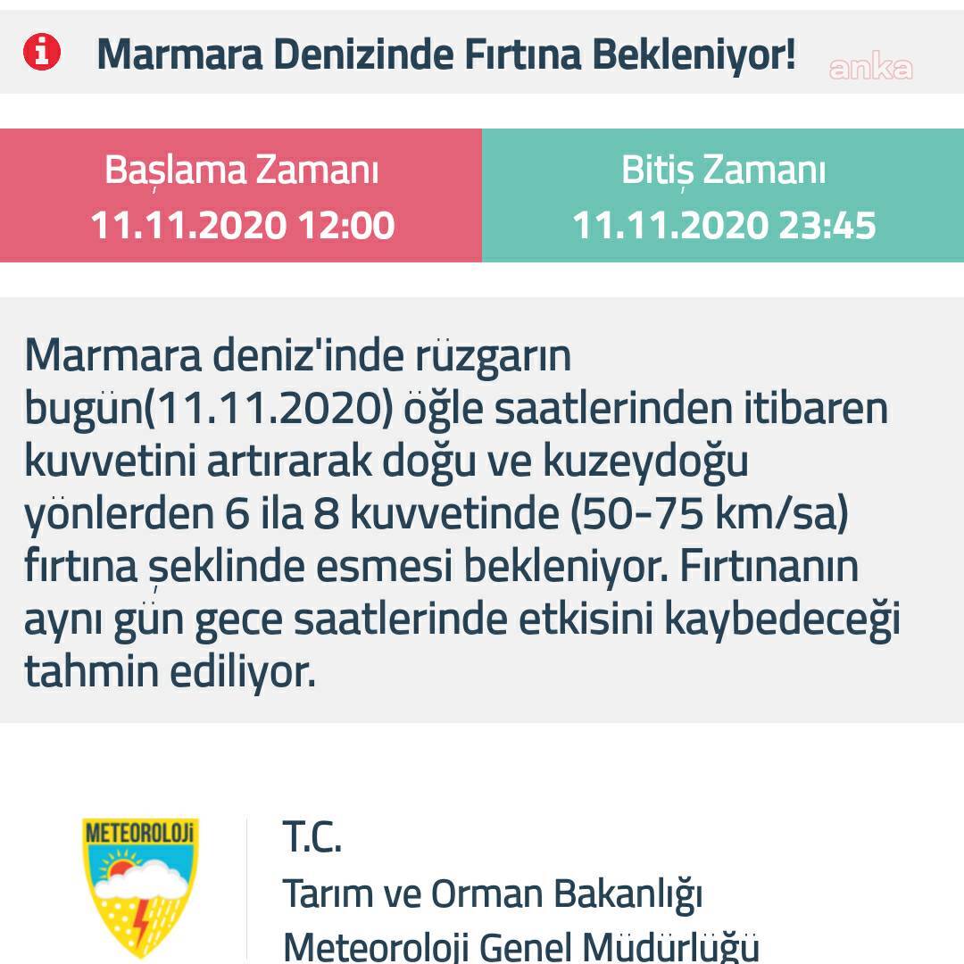 METEOROLOJİ'DEN MARMARA DENİZİ İÇİN FIRTINA UYARISI