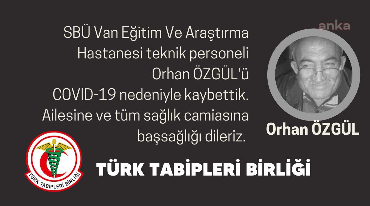 KORONAVİRÜS  NEDENİYLE BİR SAĞLIK EMEKÇİSİ DAHA HAYATINI KAYBETTİ