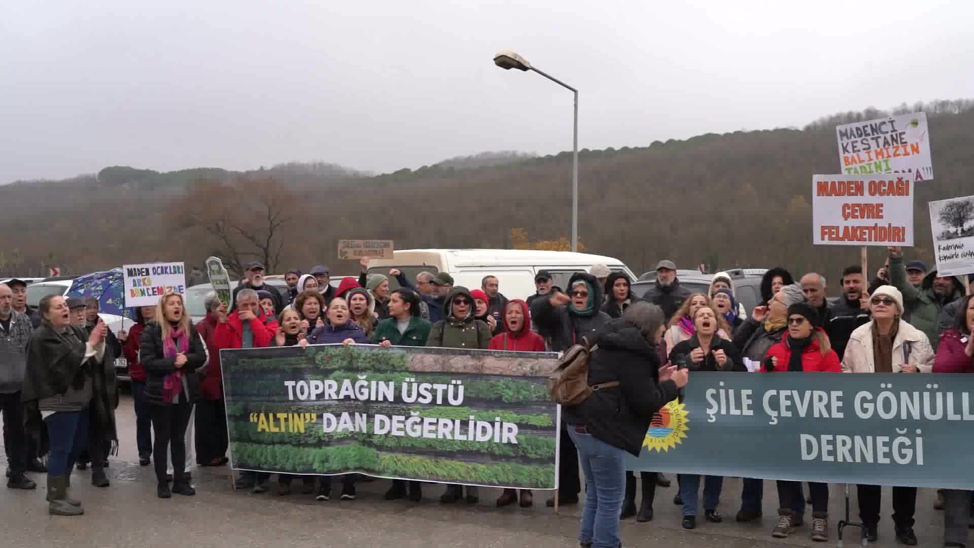Şile’de Üvezli Mahallesi sakinlerinden maden ocağına karşı eylem… Belediye Başkanı Kabadayı: “Halkımızla beraber doğamızı koruyacağız”