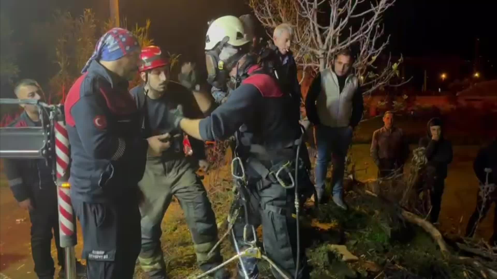 İzmir Büyükşehir Belediyesi İtfaiye ekipleri buzağıyı düştüğü kuyudan çıkardı
