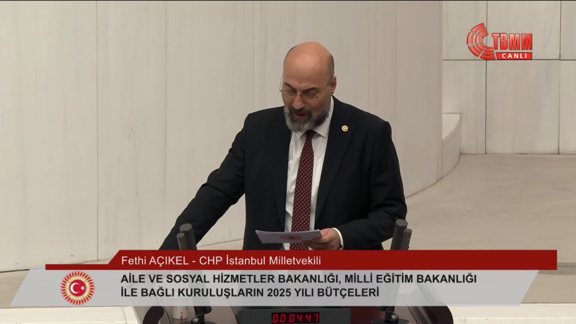TBMM Genel Kurulu... CHP'li Açıkel: "AKP iktidarı bilim camiamız için bir fetret dönemi olmuştur"