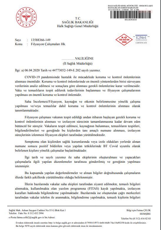 BAKANLIKTAN YENİ GENELGE: KORONAVİRÜS TEMASLISINA SEMPTOM YOKSA, TEST DE YOK