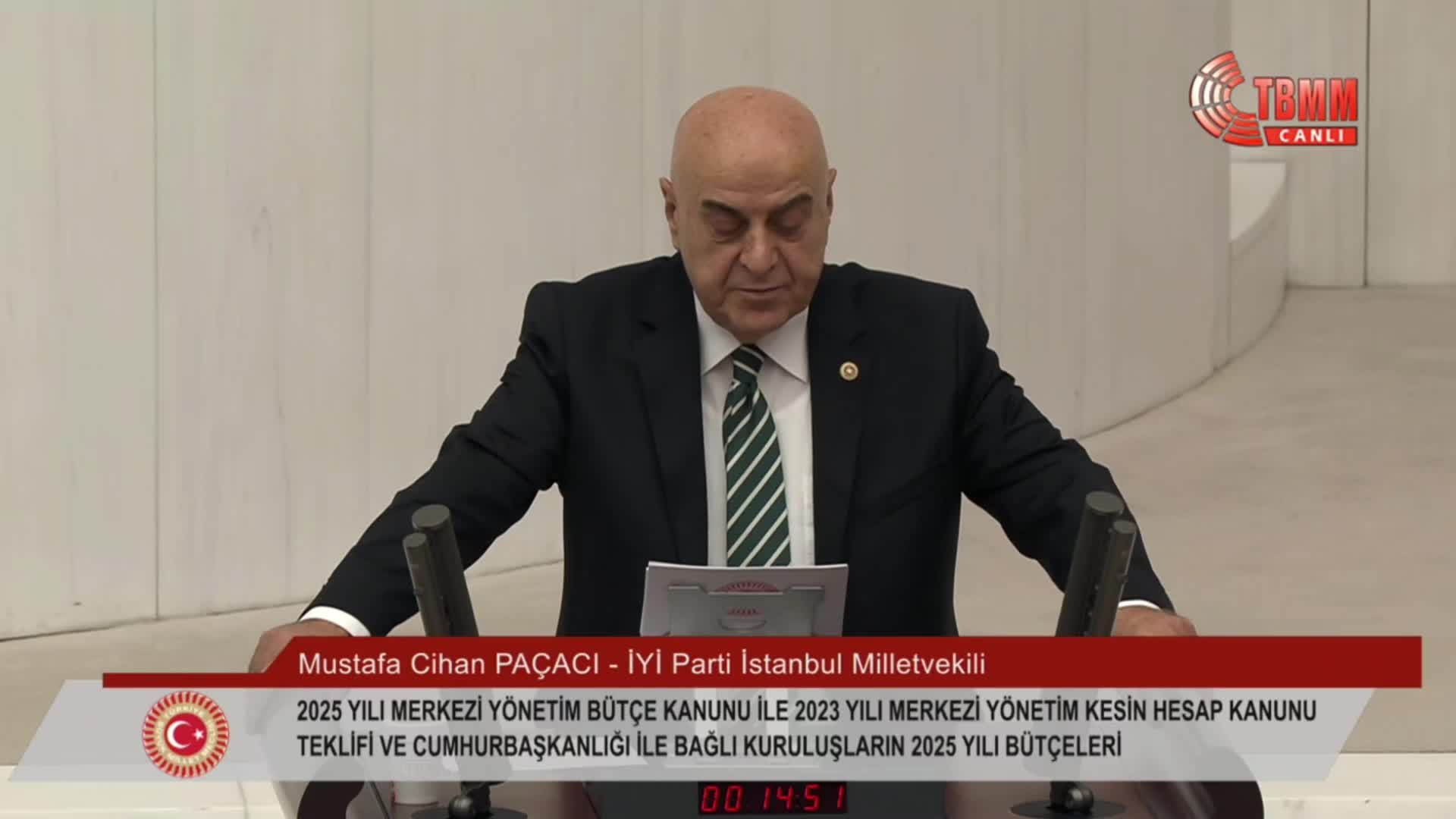 TBMM Genel Kurulu... İYİ Partili Paçacı'dan iktidara ekonomi tepkisi: "Uygulanan programla vatandaşın kemeri değil, adeta boğazı sıkılmaya başlamıştır"