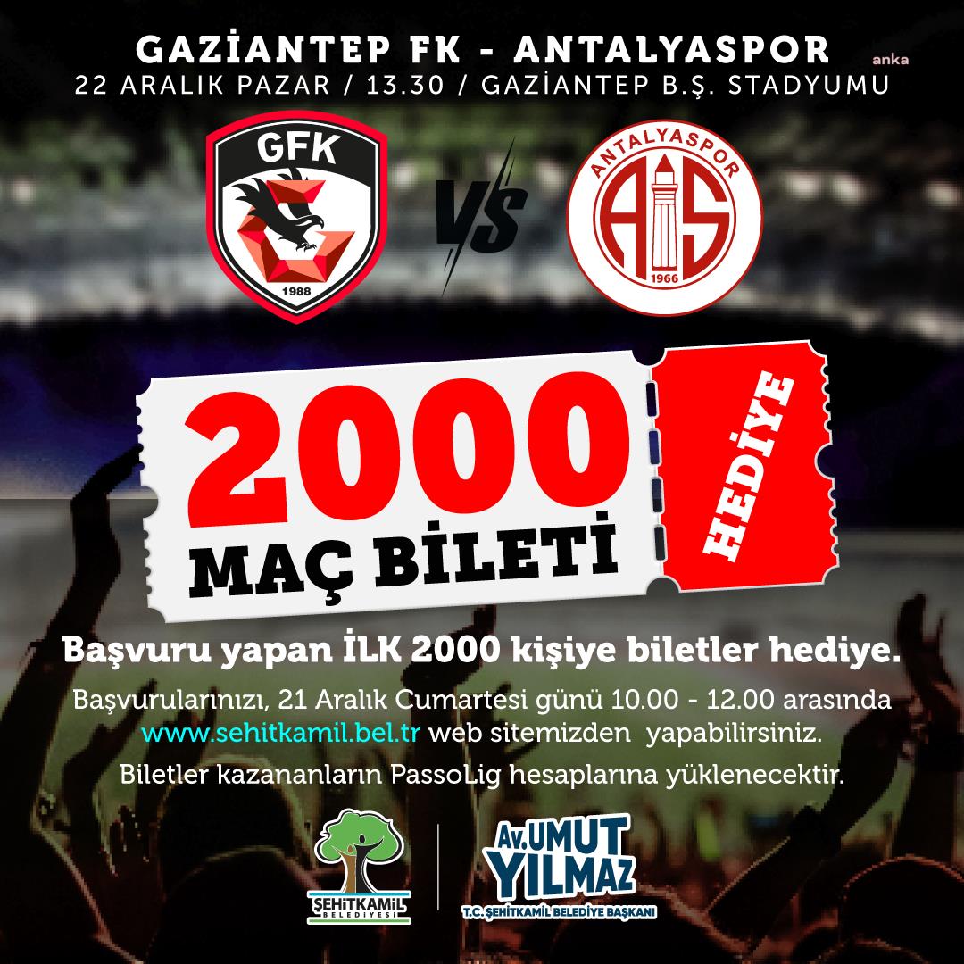 Şehitkamil Belediyesi’nden Gaziantep Futbol Kulübü’ne destek: 2 bin taraftara bilet