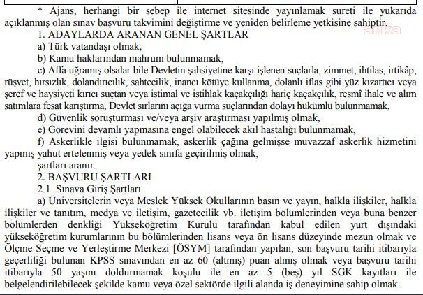 RESMİ GAZETE’DE YAYIMLANDI, ‘AKIL SAĞLIĞI YERİNDE’ HALKLA İLİŞKİLER PERSONELİ ARANIYOR
