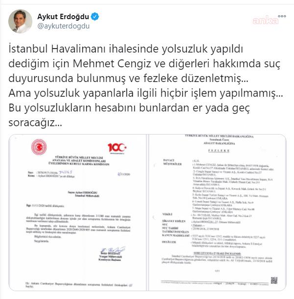 CHP'Lİ ERDOĞDU:  YOLSUZLUKLARIN HESABINI ER YA DA GEÇ SORACAĞIZ