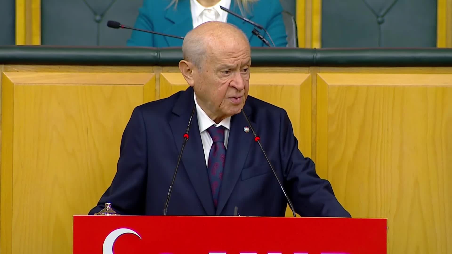 MHP grup toplantısı... Devlet Bahçeli: "Türk-Kürt kardeşliğini dinamitlemeyi hesaplayan kim varsa alayı birden karşımızdadır"