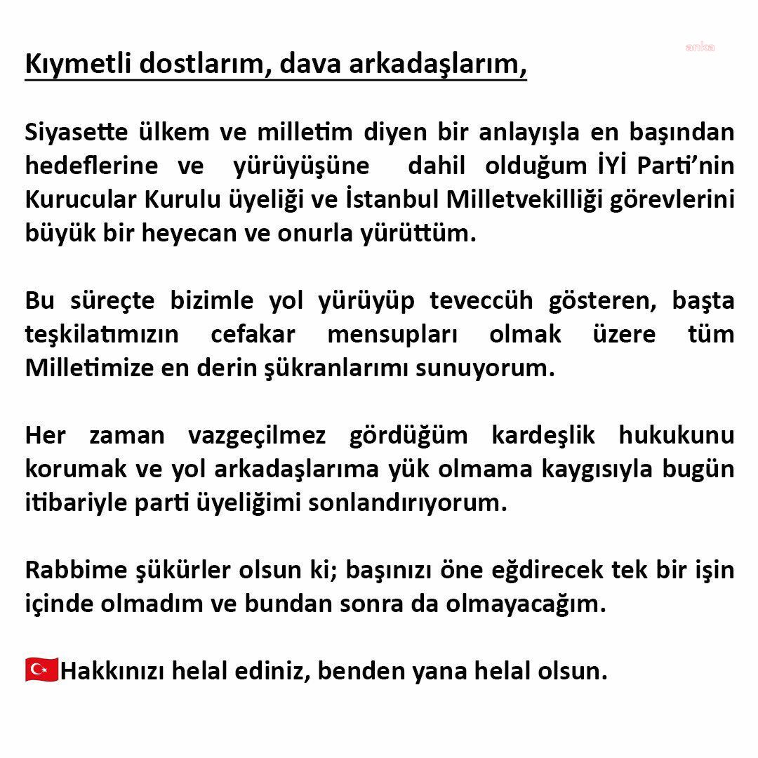 İYİ Parti Kurucular Kurulu Üyesi Ümit Beyaz partisinden istifa etti