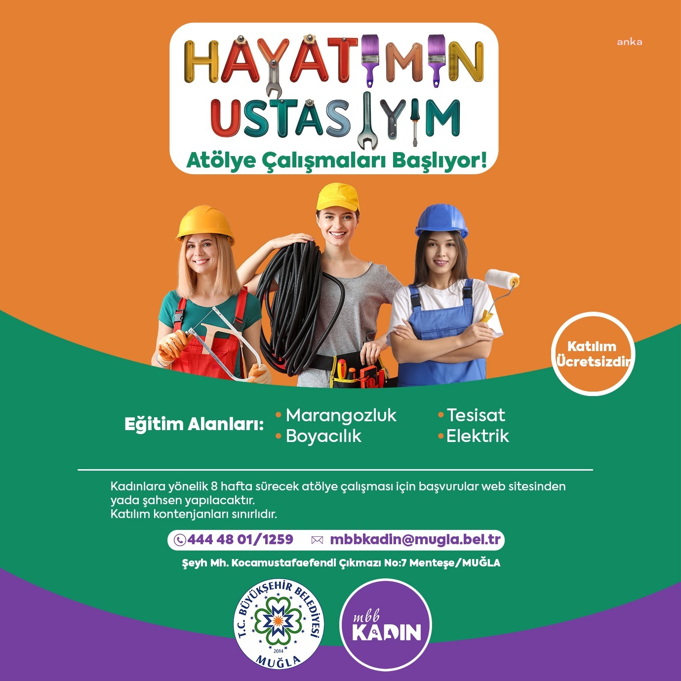 Muğla Büyükşehir Belediyesi, kadınlar için “Hayatımın Ustasıyım” projesini başlatıyor