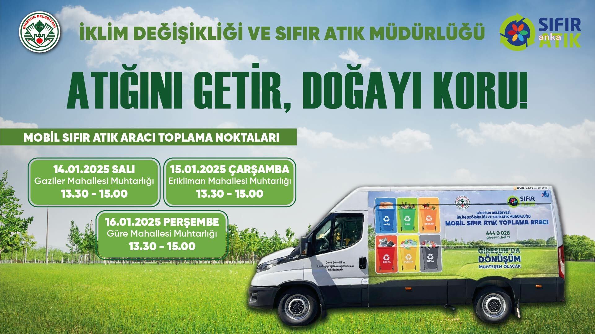 Giresun Belediyesi, muhtarlıkların önünden  atıkları toplayacak