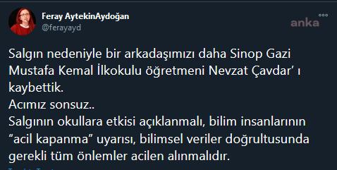 SİNOP'TA ÖĞRETMEN NEVZAT ÇAVDAR KORONAVİRÜS NEDENİYLE YAŞAMINI YİTİRDİ