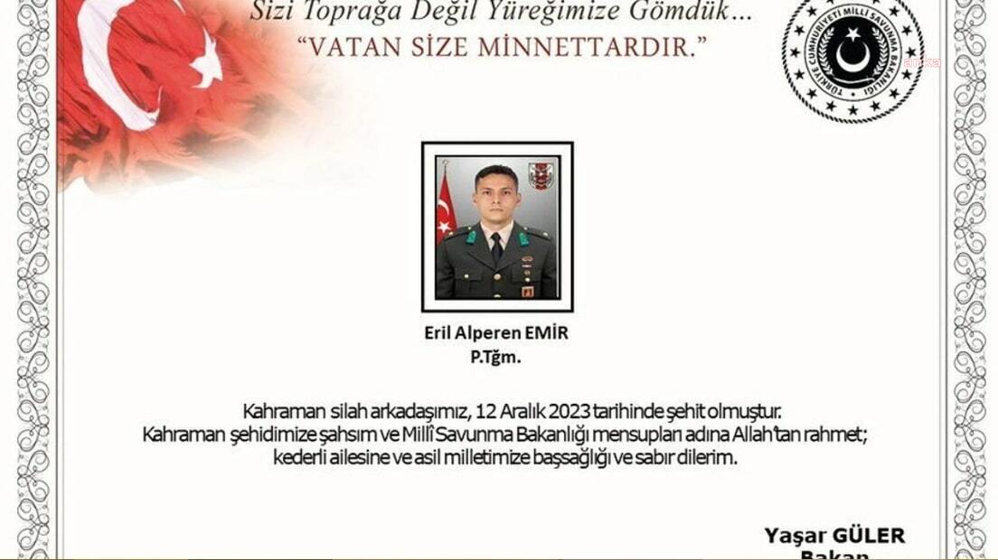 Şehit Piyade Teğmen Eril Alperen Emir'in adı, Amasya'da yaşatılacak