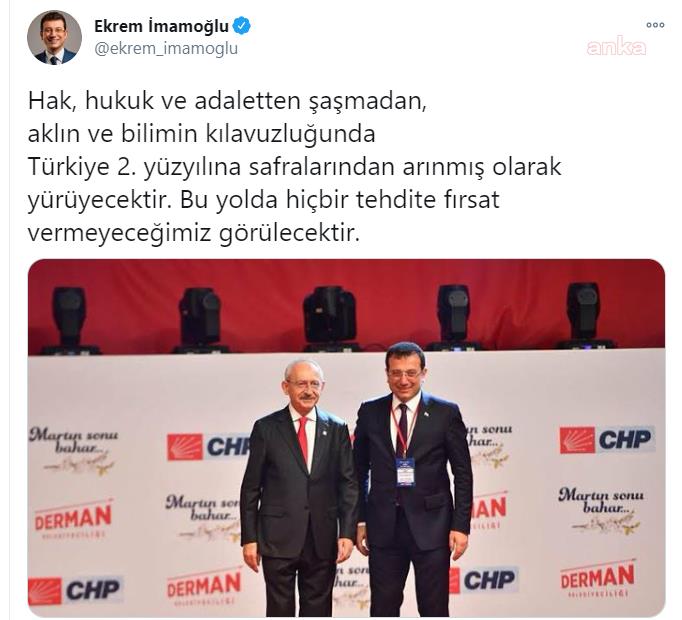 İMAMOĞLU'NDAN ÇAKICI TEPKİSİ: HİÇBİR TEHDİDE FIRSAT VERMEYECEĞİZ
