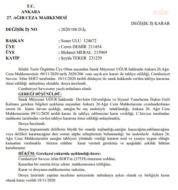 SAVCININ MÜYESSER YILDIZ ISRARI MAHKEMEDEN DÖNDÜ