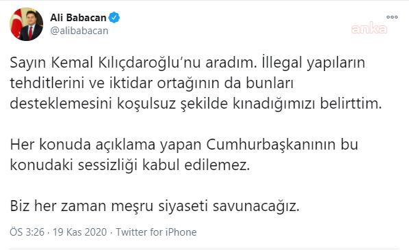 BABACAN'DAN 'ÇAKICI' TEPKİSİ: "CUMHURBAŞKANI'NIN BU KONUDAKİ SESSİZLİĞİ KABUL EDİLEMEZ"