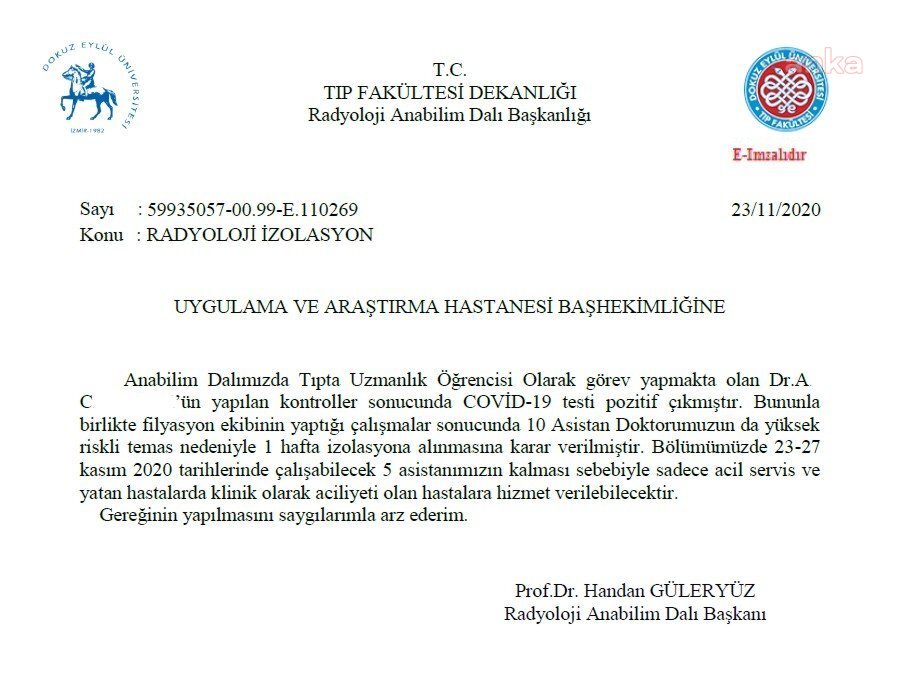 9 EYLÜL TIP FAKÜLTESİ'NDE RADYOLOJİ ASİSTANI KALMADI SADECE ACİL HASTALARA BAKILIYOR