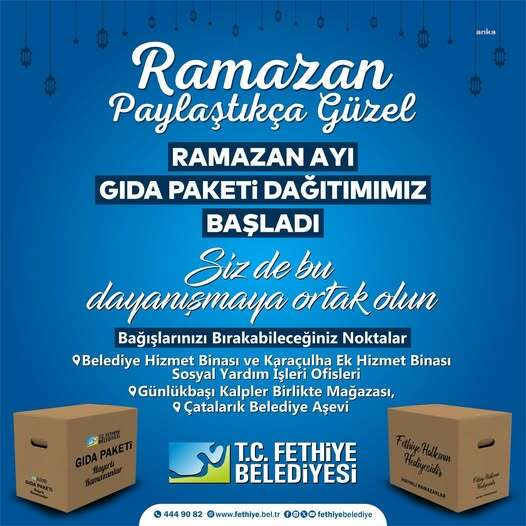 Fethiye Belediyesi, ihtiyaç sahibi vatandaşlara gıda paketi yardımına başladı