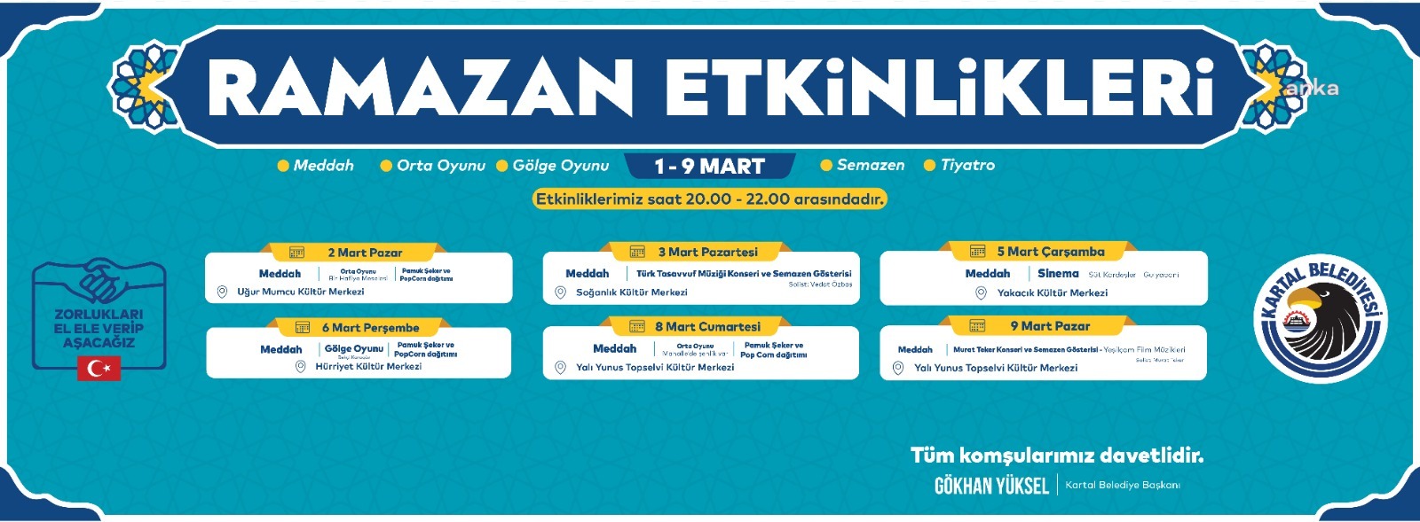 Kartal Belediyesi'nin Ramazan etkinlikleri 2 Mart günü başlıyor