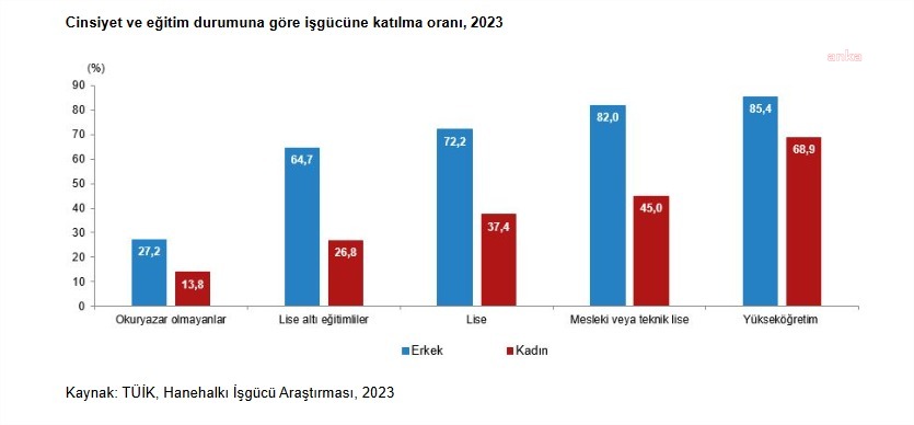 TÜİK, "İstatistiklerle Kadın 2024" verilerini açıkladı: Yoksulluk veya sosyal dışlanma riski altında olan kadınların oranı yüzde 31,5