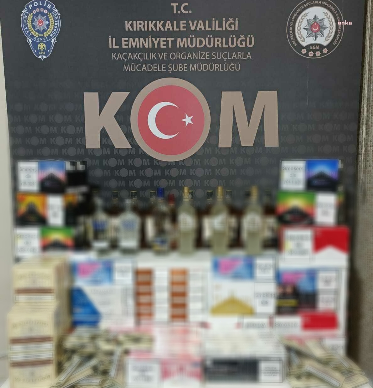 Kırıkkale'de kaçak tütün ve alkol taşıyan 4 şüpheliyi yakaladı