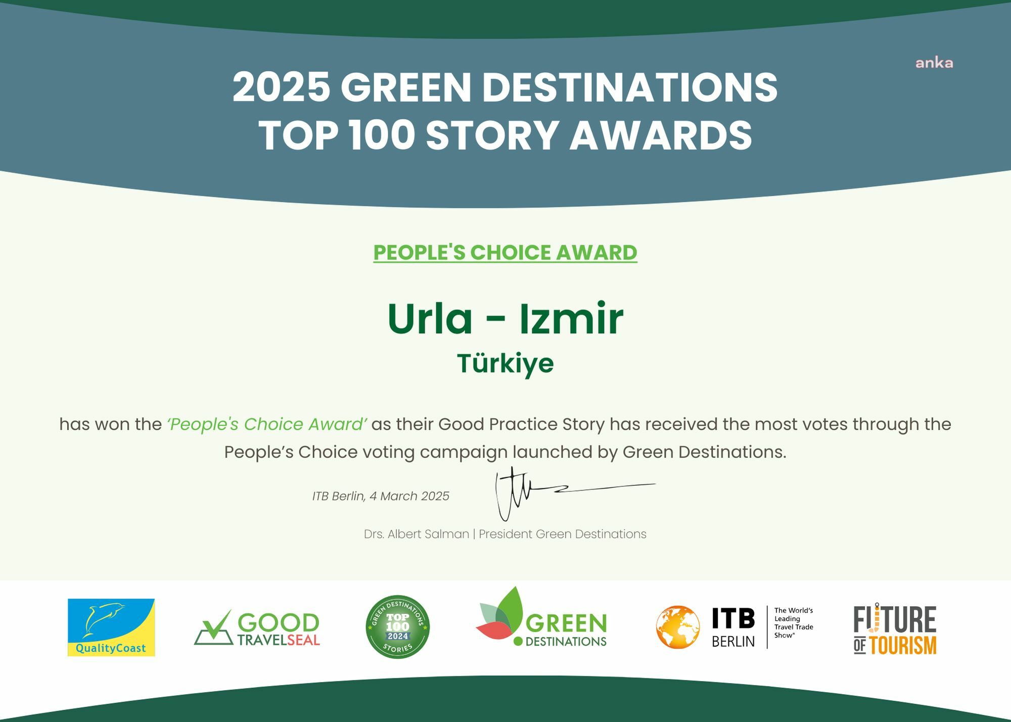 Urla Bağ Yolu “People's Choice” ödülünü kazandı: Bu onur hepimizin