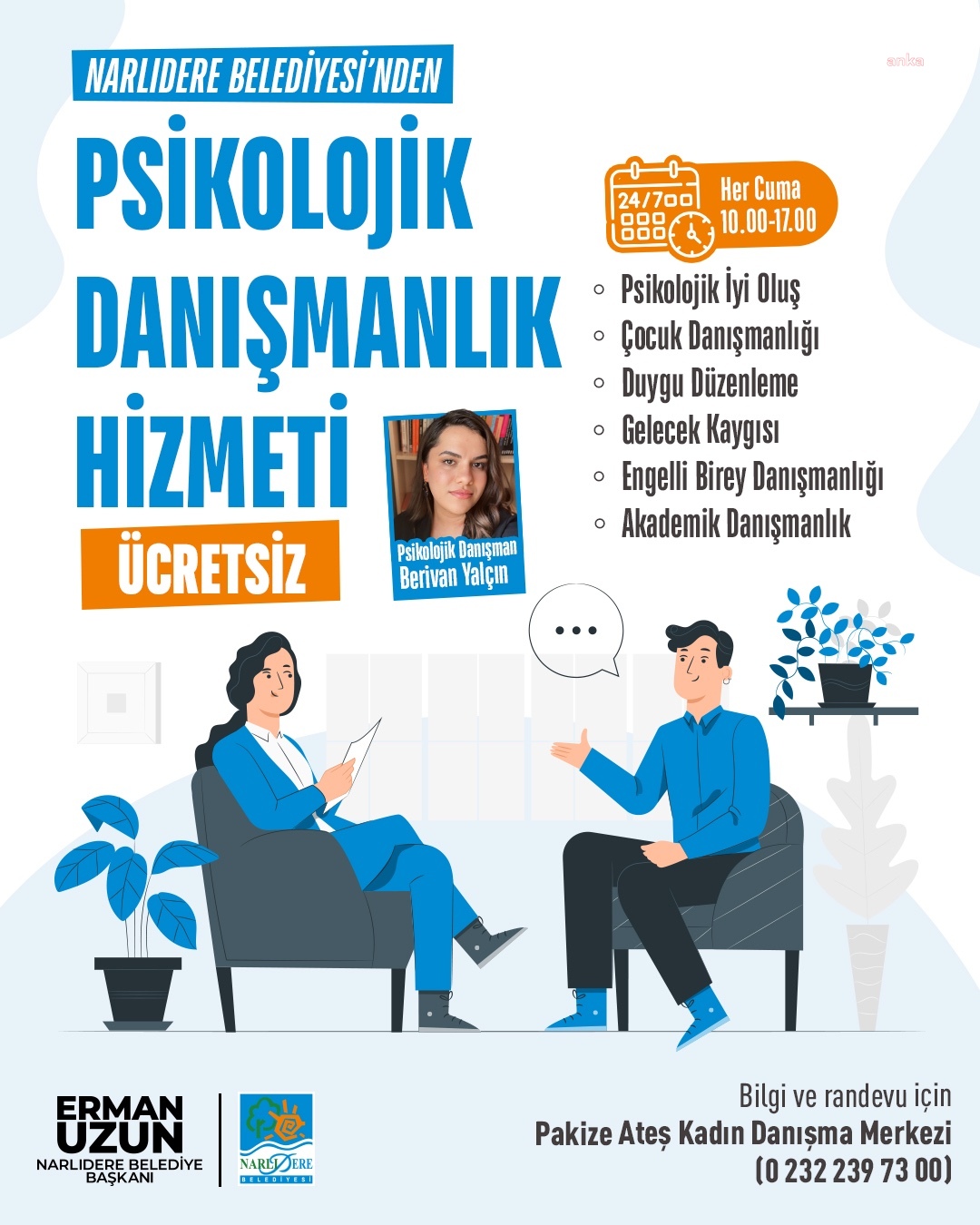 Narlıdere Belediyesi’nden, ücretsiz psikolojik danışmanlık hizmeti