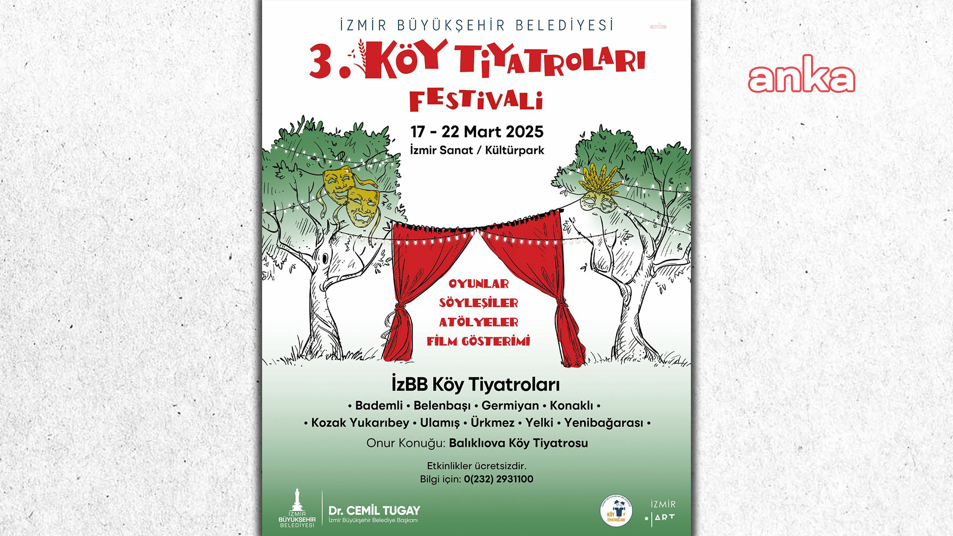 İzmir Büyükşehir Belediyesi, sanatseverleri 3. Köy Tiyatroları Festivali’nde buluşturacak