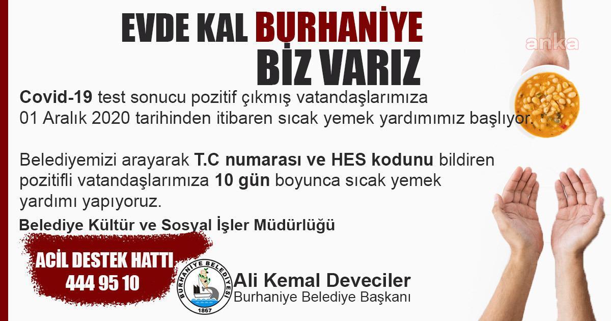 BURHANİYE BELEDİYESİ'NDEN KARANTİNADAKİ AİLELERE SICAK YEMEK