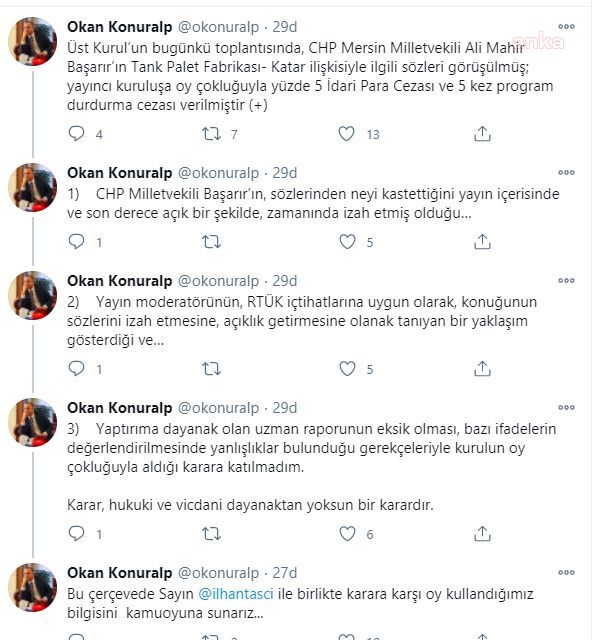 RTÜK ÜYESİ KONURALP: HABERTÜRK’E VERİLEN CEZADA UZMAN RAPORU EKSİK