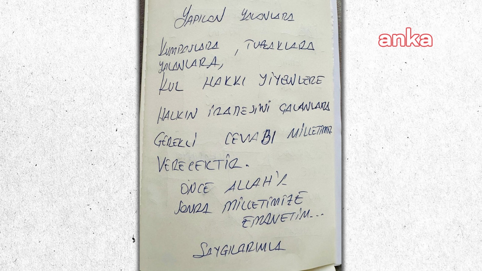 Ekrem İmamoğlu'ndan gözaltında el yazısı ile mesaj: "Kul hakkı yiyenlere, halkın iradesini çalanlara gerekli cevabı milletimiz verecektir"