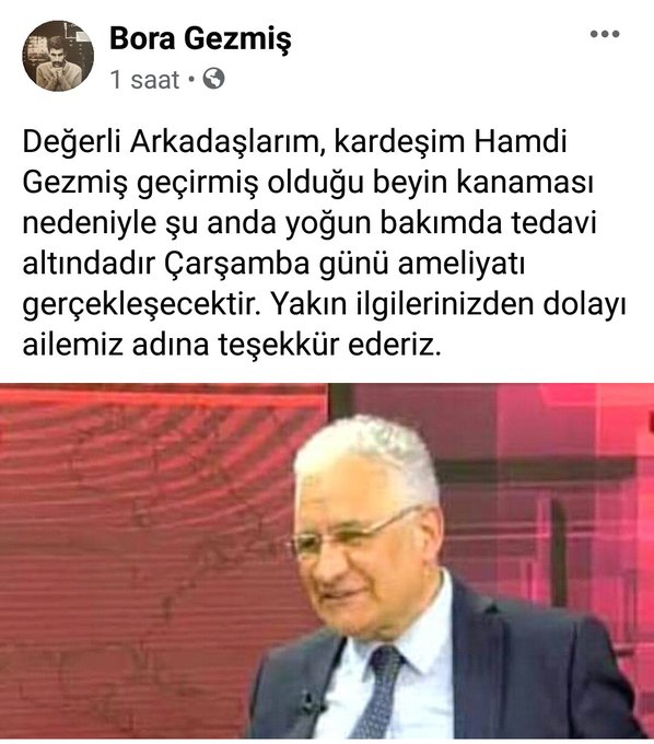 DENİZ GEZMİŞ'İN KARDEŞİ HAMDİ GEZMİŞ YOĞUN BAKIMDA