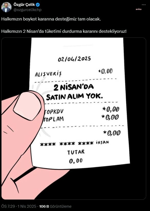Özgür Çelik: Halkımızın boykot kararına desteğimiz tam olacak