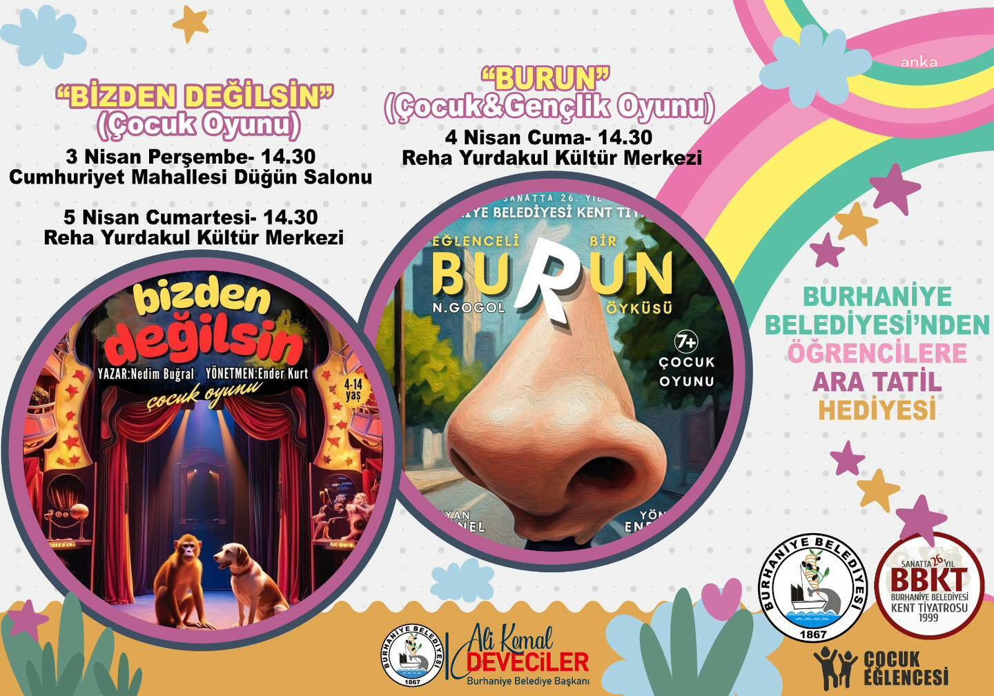 Burhaniye Belediyesi Kent Tiyatrosu’ndan öğrencilere ara tatil hediyesi