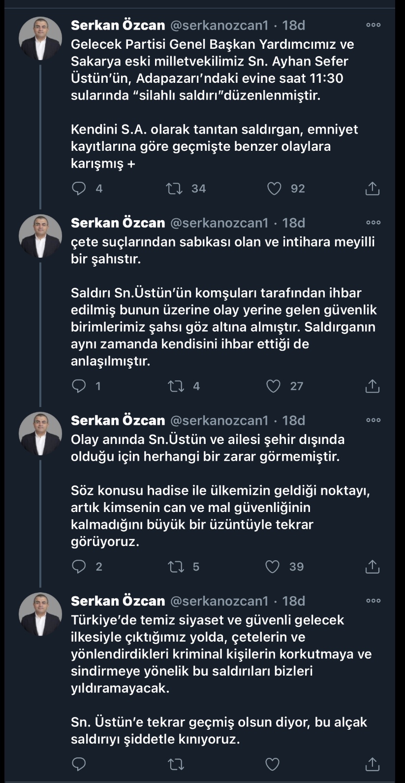 GELECEK PARTİSİ SÖZCÜSÜ ÖZCAN:  “BU SALDIRI BİZİ YILDIRMAYACAK”