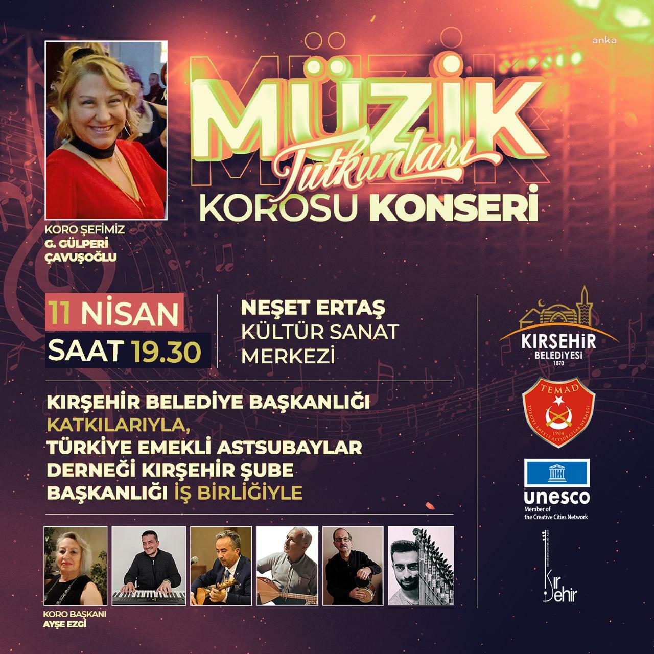 Kırşehir'de “Müzik Tutkunları Korosu Konseri” düzenlenecek