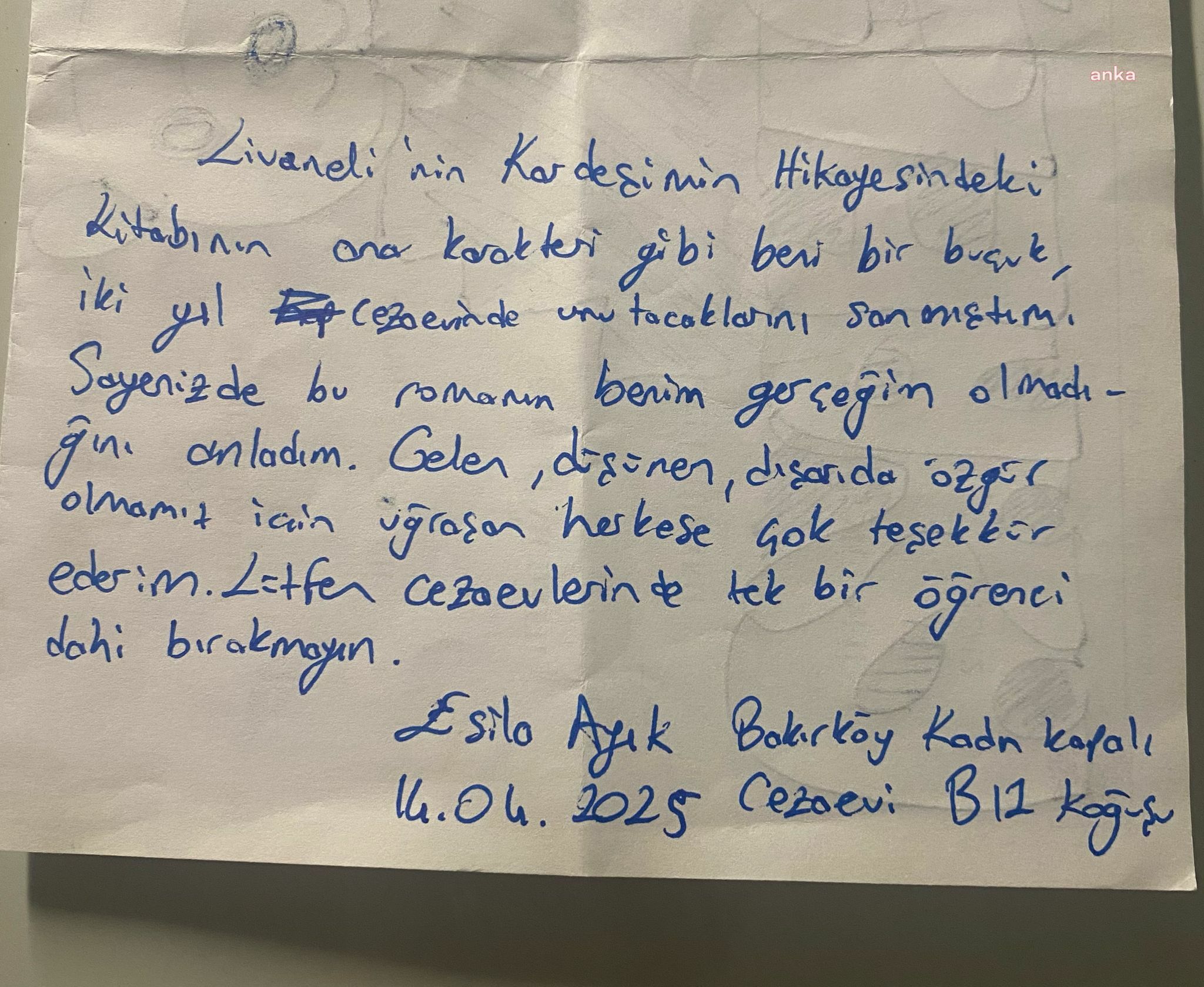 Tutuklu öğrenci Esila Ayık: Cezaevlerinde tek bir öğrenci daha bırakmayın