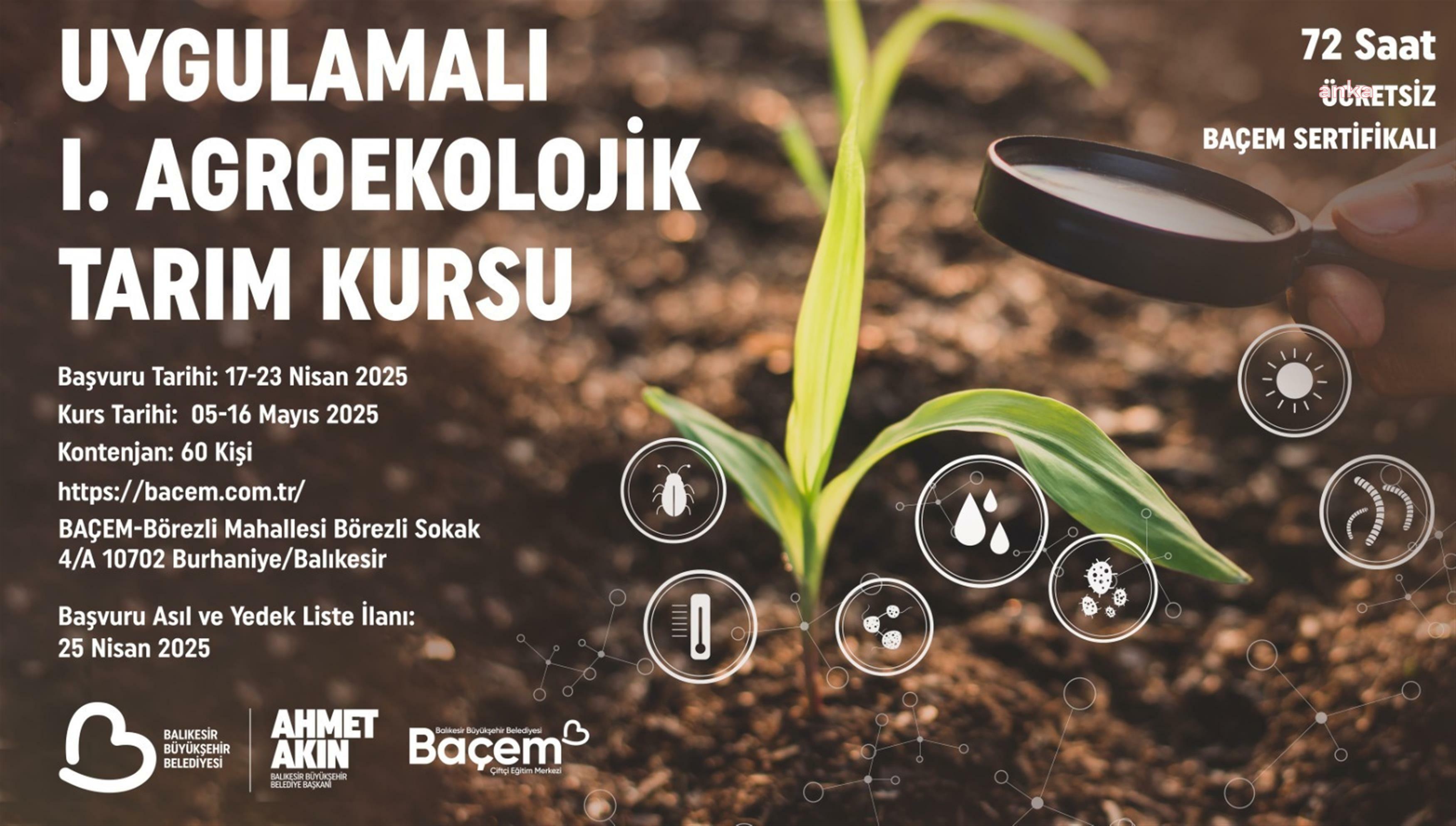Balıkesir Çiftçi Eğitim Merkezi, “Uygulamalı 1. Agroekolojik Tarım Kursu” düzenliyor