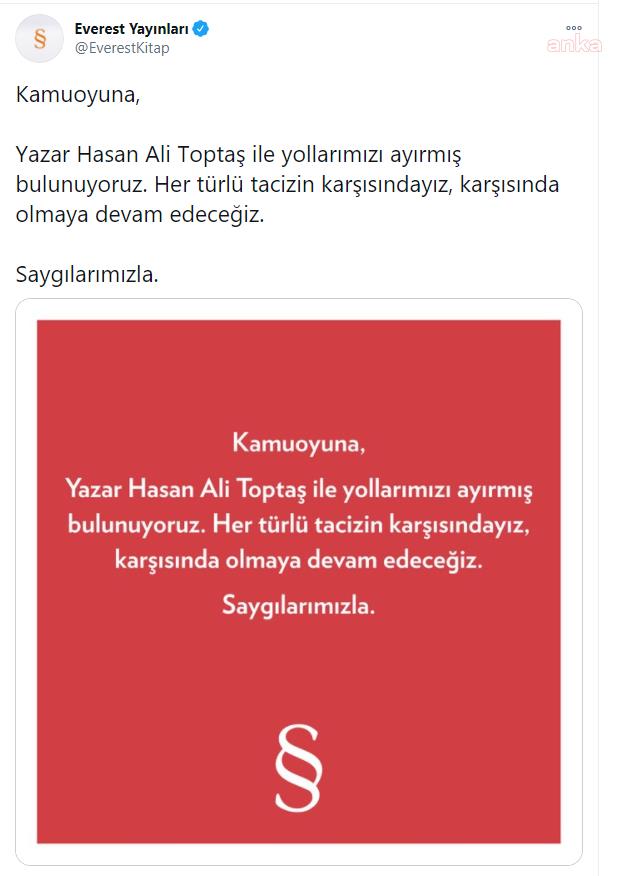 YAYINEVLERİ, KADINLARIN YANINDA: YAZAR TOPBAŞ VE YAZAR ABDO İLE ÇALIŞMAYACAKLAR