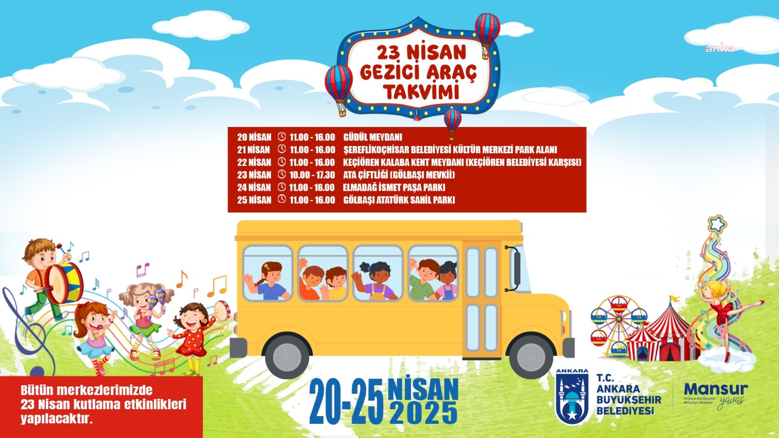 Ankara Büyükşehir Belediyesi, 23 Nisan'ı etkinliklerle kutlayacak