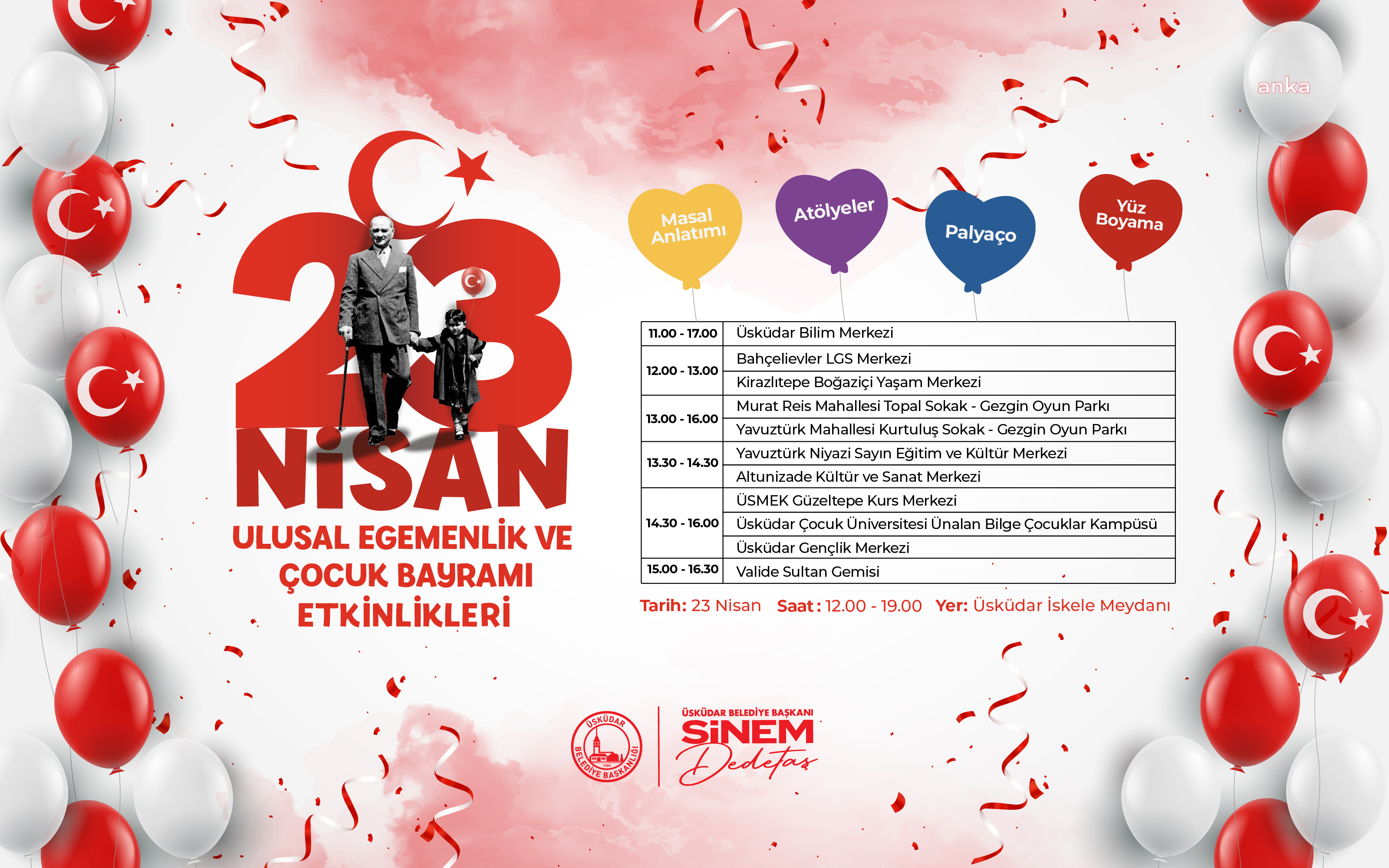 Üsküdar'da 23 Nisan, 12 farklı yerde kutlanacak