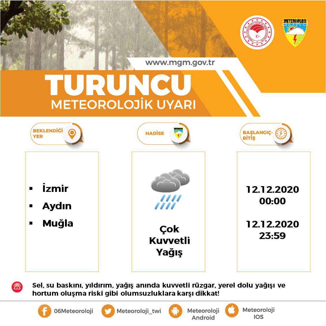 METEOROLOJİ'DEN 3 İL İÇİN "TURUNCU KOD"LU YAĞIŞ UYARISI