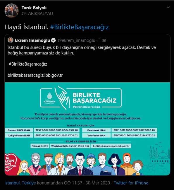 İBB’KORONAVİRÜSE KARŞI YARDIM VE BAĞIŞ KAMPANYASI BAŞLATTI