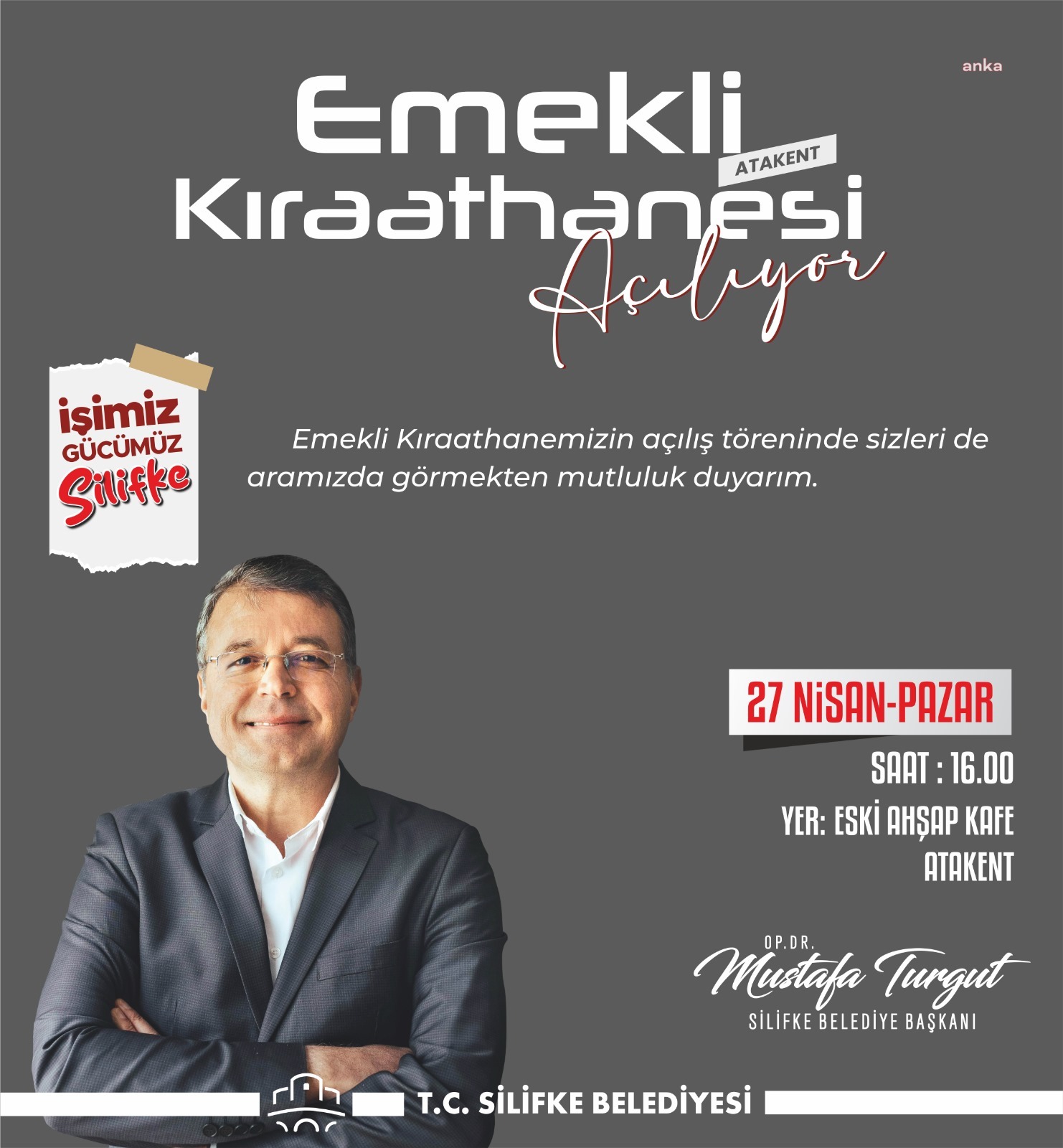 Silifke Belediyesi, Emekliler Kıraathanesi'nin açılışını yapacak