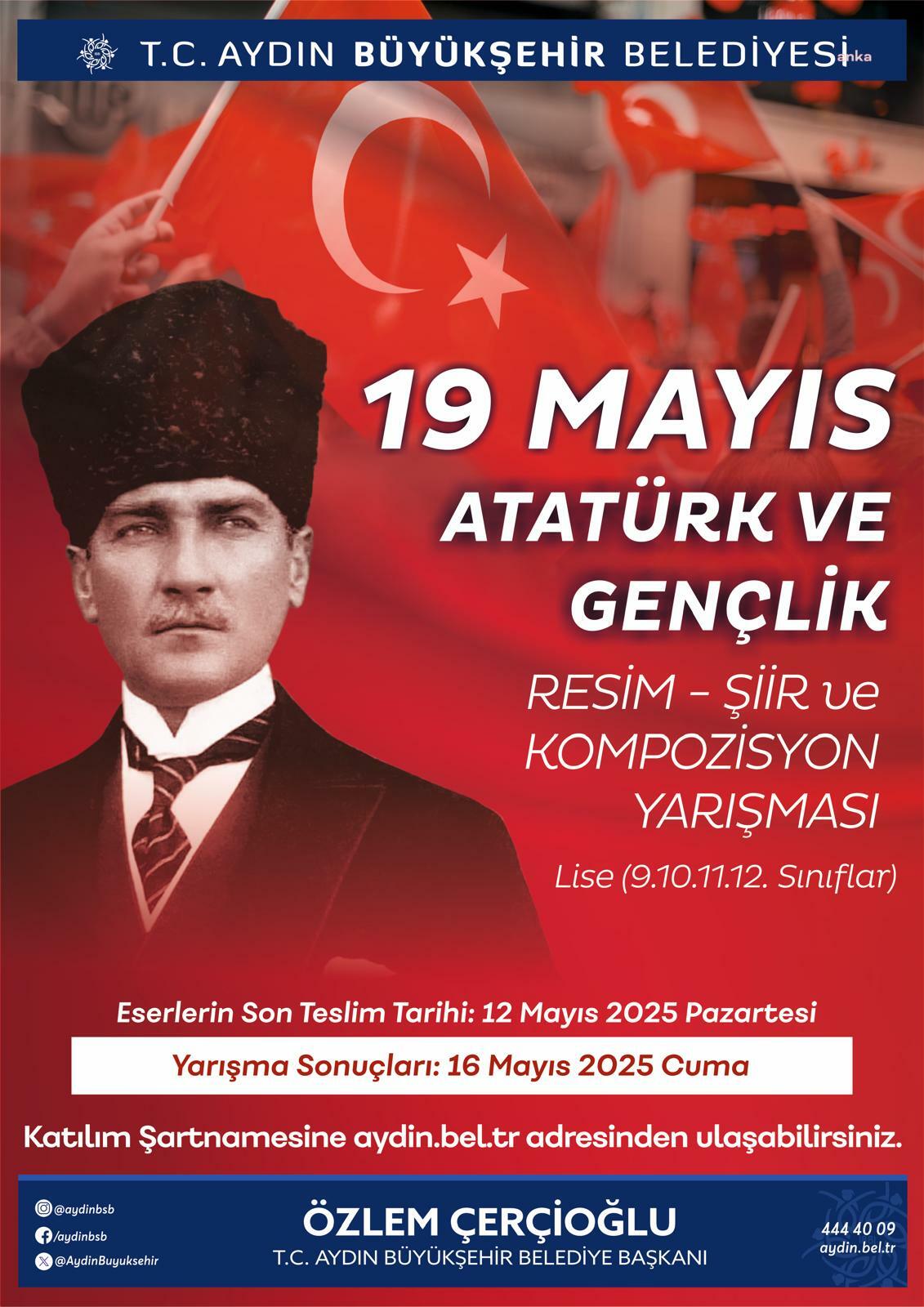 Aydın Büyükşehir Belediyesi, 19 Mayıs dolayısıyla şiir ve kompozisyon yarışması düzenleyecek