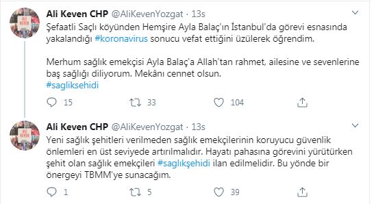İSTANBUL’DA GÖREV YAPAN HEMŞİRE KORONAVİRÜSTEN YAŞAMINI YİTİRDİ