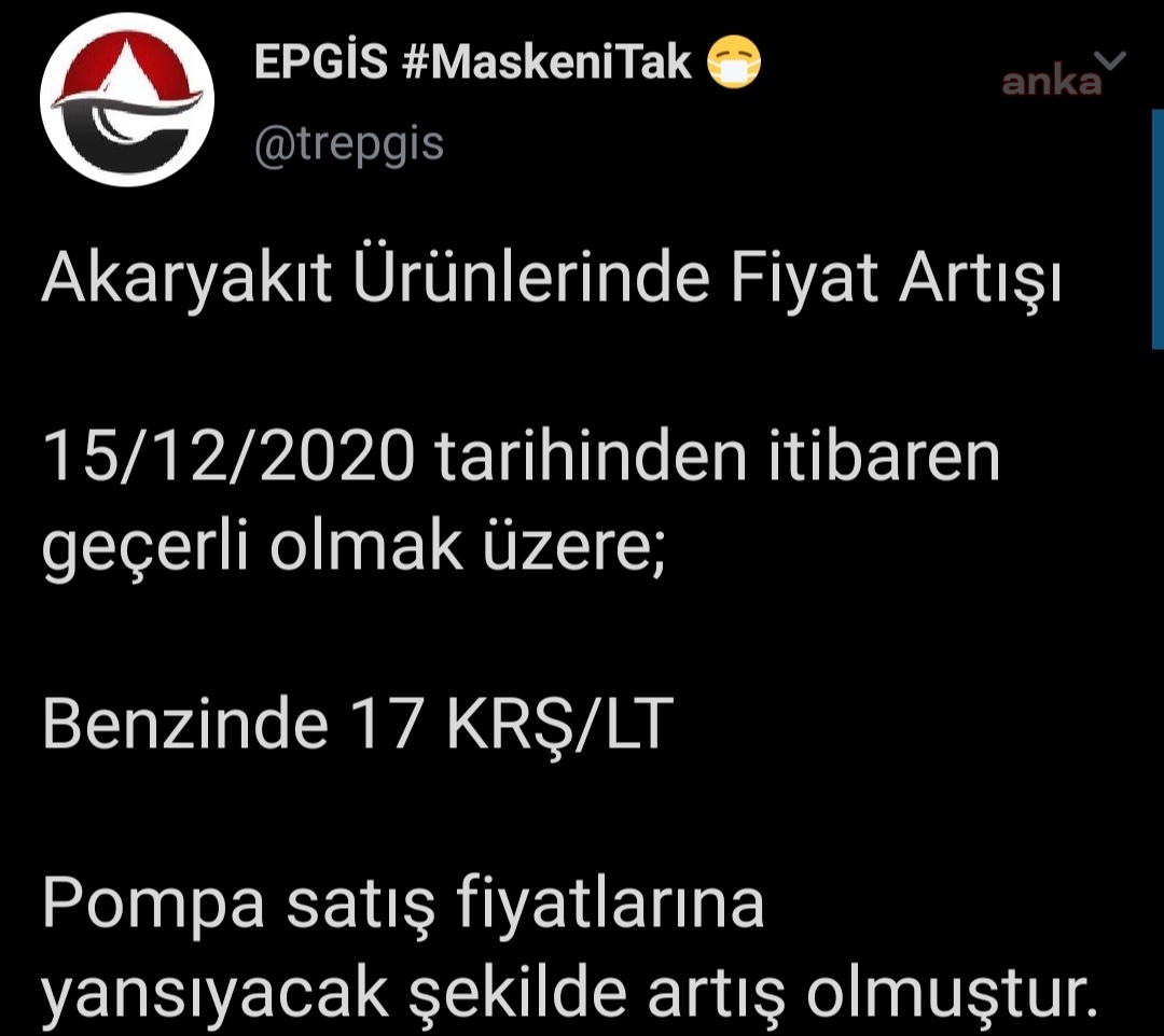 BENZİNE 17 KURUŞ ZAM